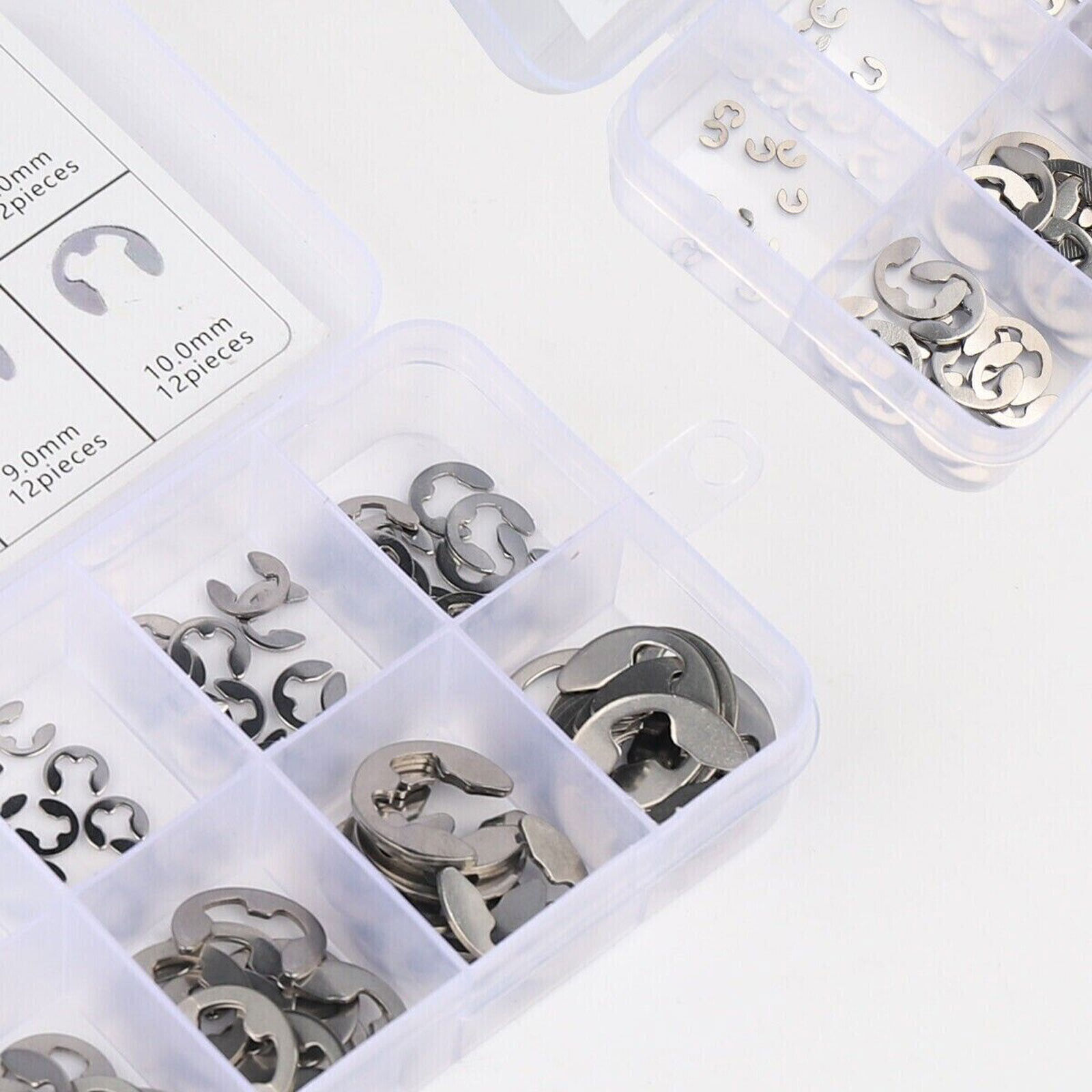 120Pcs Stainless Steel 1.5 to 10mm E Clips C Circlip Kit Retaining Ring Assorted