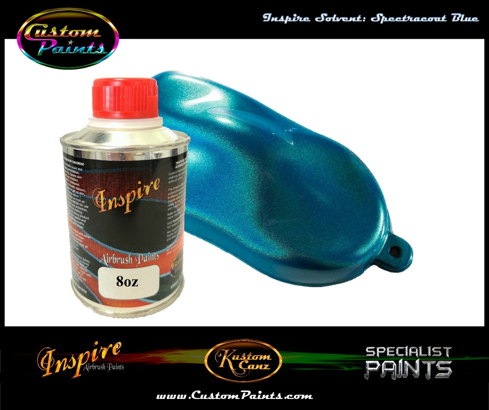 INSPIRE SPECTRACOAT BLUE 8oz AIRBRUSH, CUSTOM PAINT, SPECTRAFLAIR, ARTIST