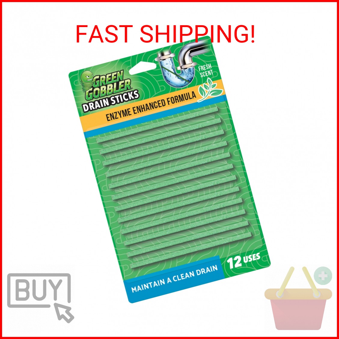 Green Gobbler Drain Cleaner and Deodorizer Sticks with Enzymes - Maintain a Clea