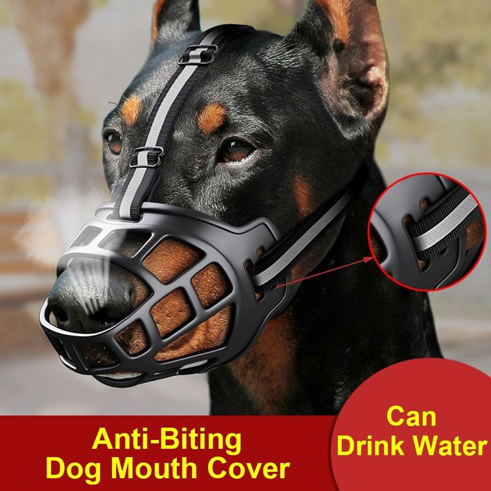 with Reflective Strip Adjustable Dog Muzzle Strong Breathable Can Drink Water Do
