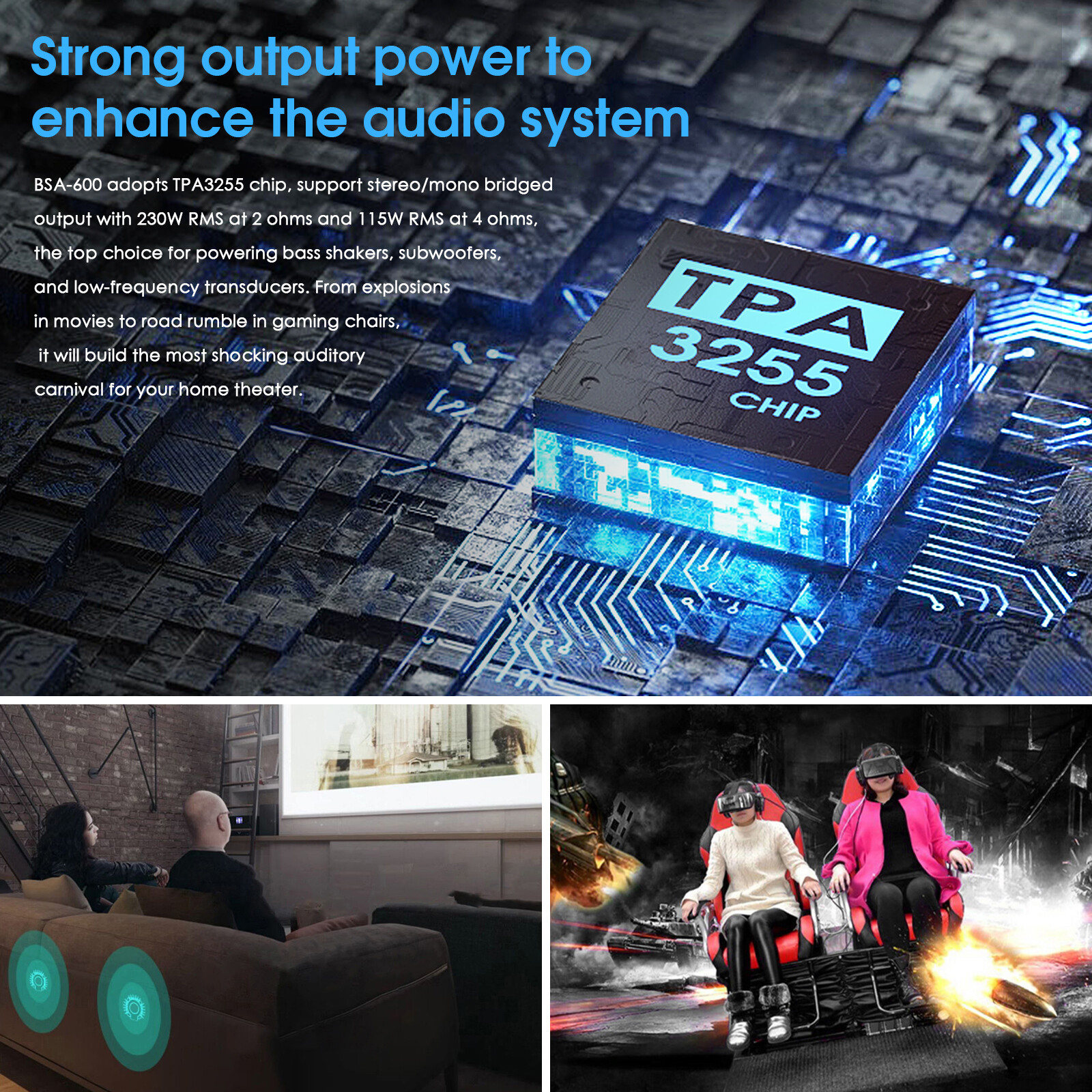 TPA3255 Power Amplifier for Bass Shaker Home Theater Subwoofer Power Amp 230W