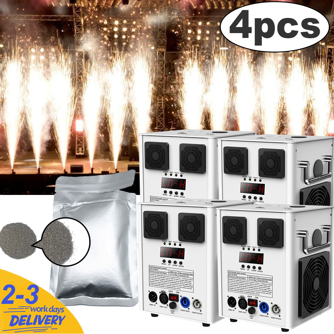4X Cold Spark Firework Machine DMX Stage Atmospheric Effect Show Wedding Party