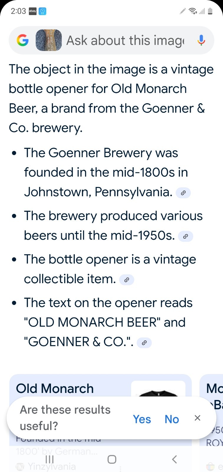 Old Monarch Beer Bottle Opener