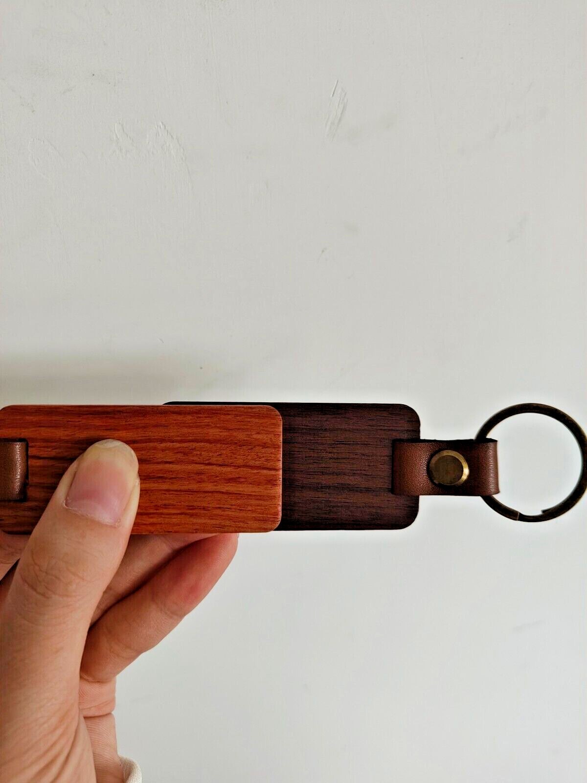 Wood and Leather Motivational Key Chains with Key Rings -Set of 2