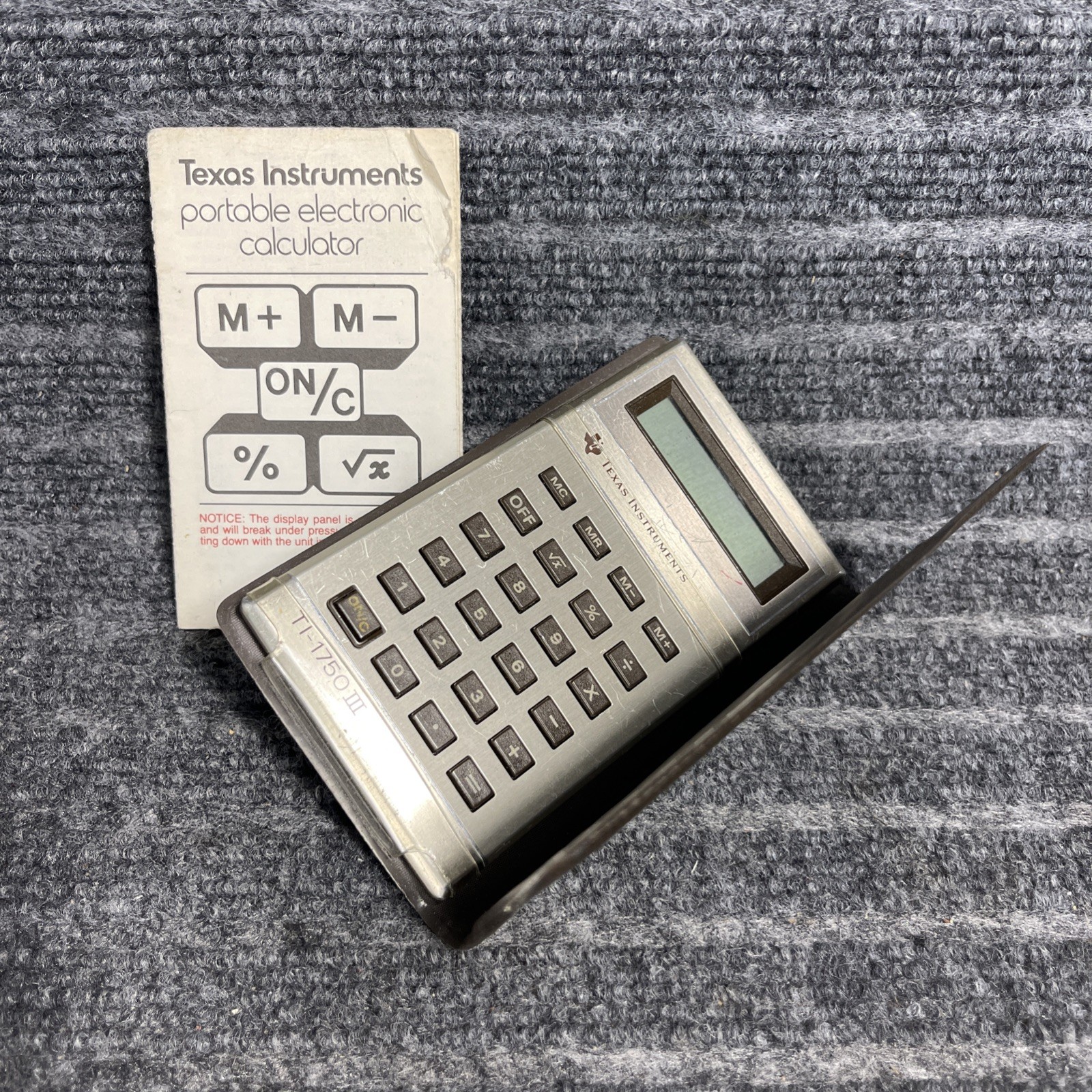 Vintage Texas Instruments TI-1750 III Pocket Calculator Case for Parts or Repair