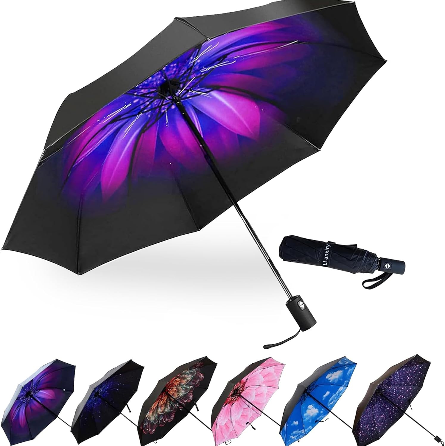 Compact Travel Umbrella, Mini Windproof Umbrellas for Rain & Sun, Small Lightwei