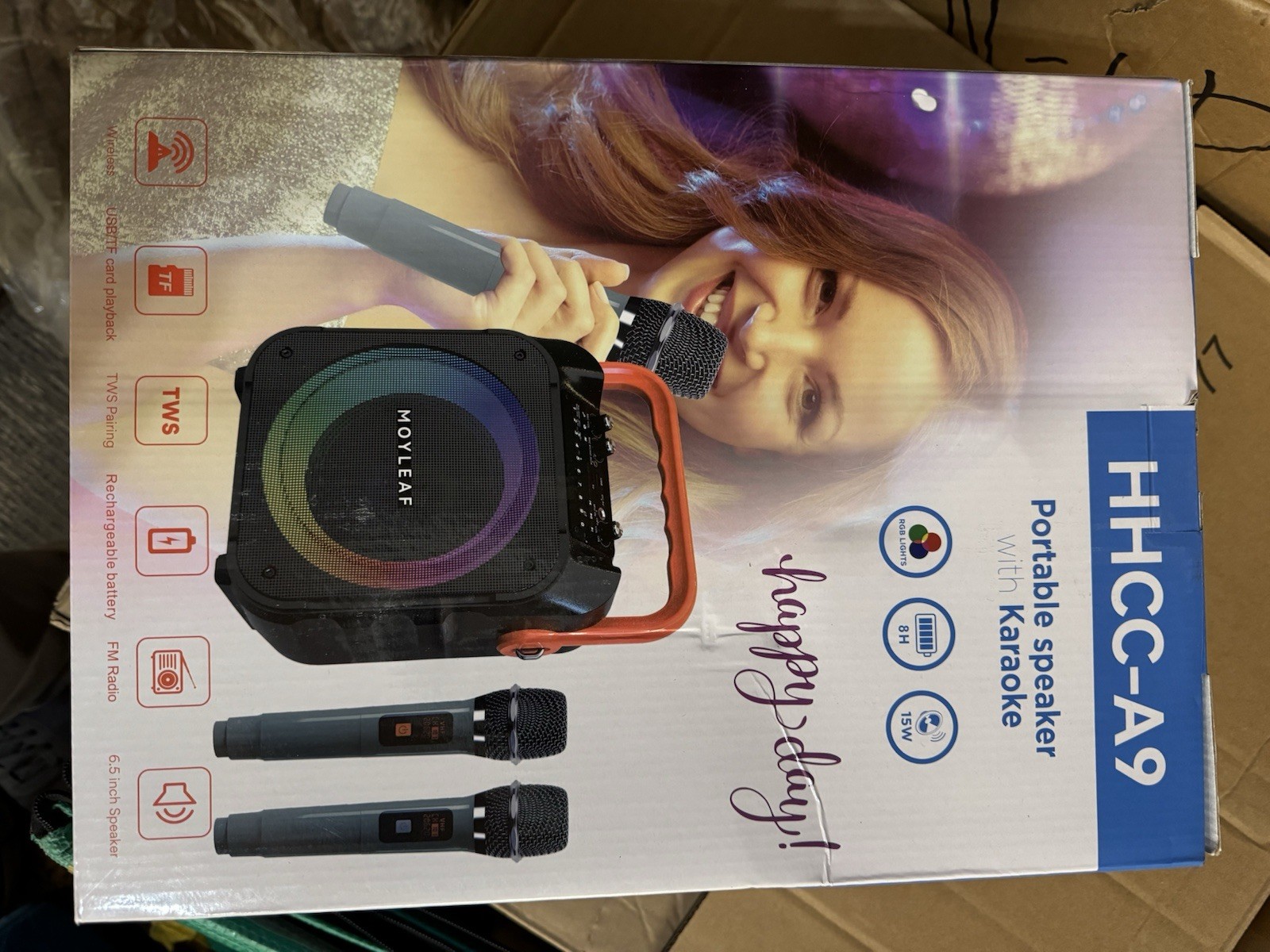 Moyleaf HHCC-A9 Portable Bluetooth Karaoke Speaker w/ 2 Microphones New