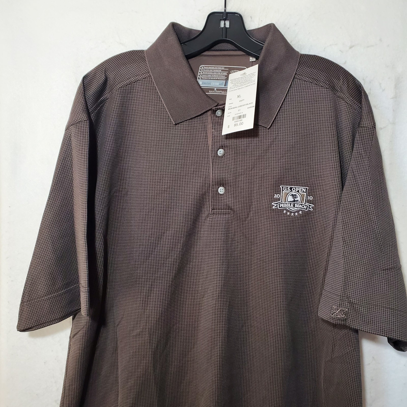 Pebble Beach US Open Polo Shirt Mens XL Brown Golf 2010 Tournament Cutter Buck