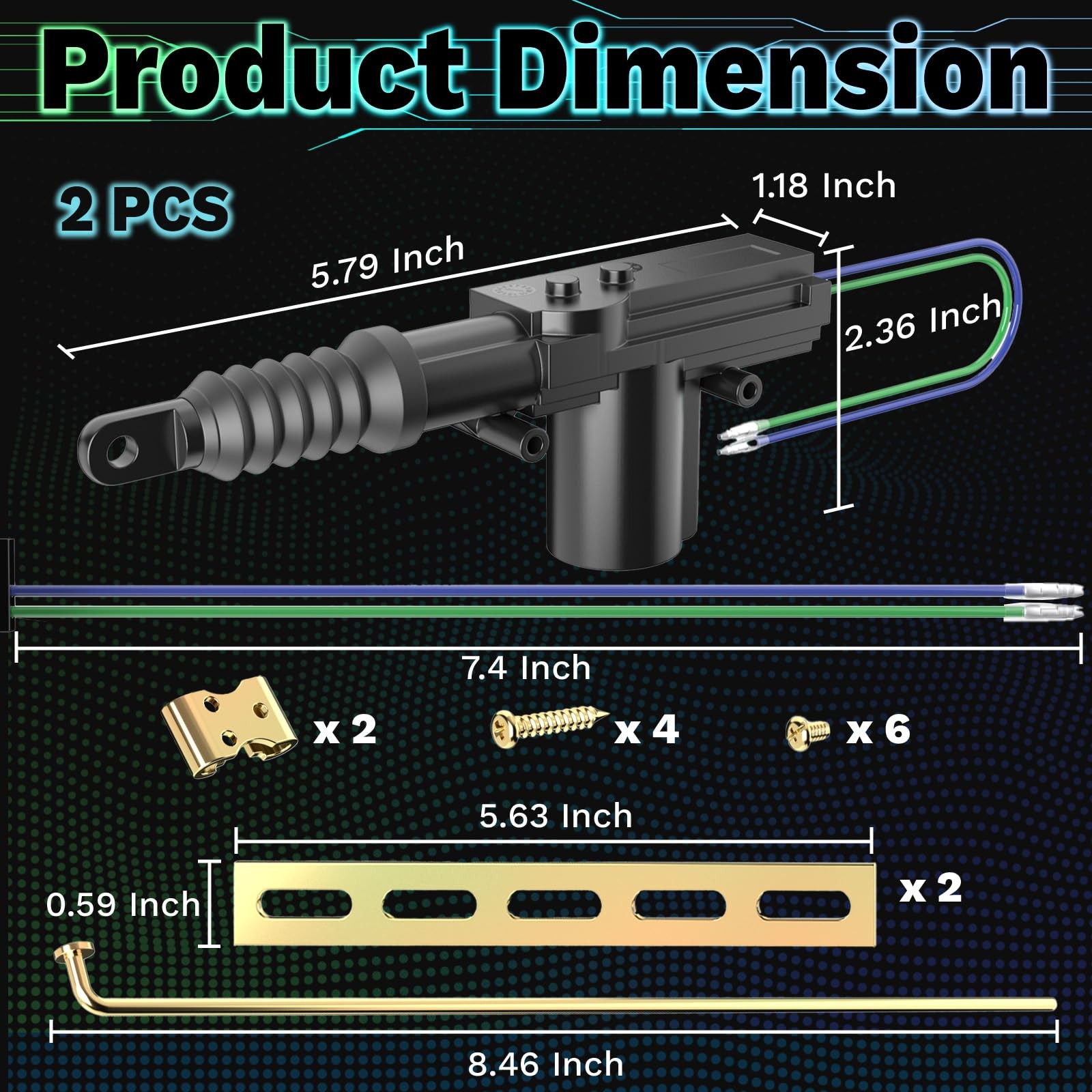 2 PCS 12v Door Lock Actuator Kit, Universal Power Mode Actuator...