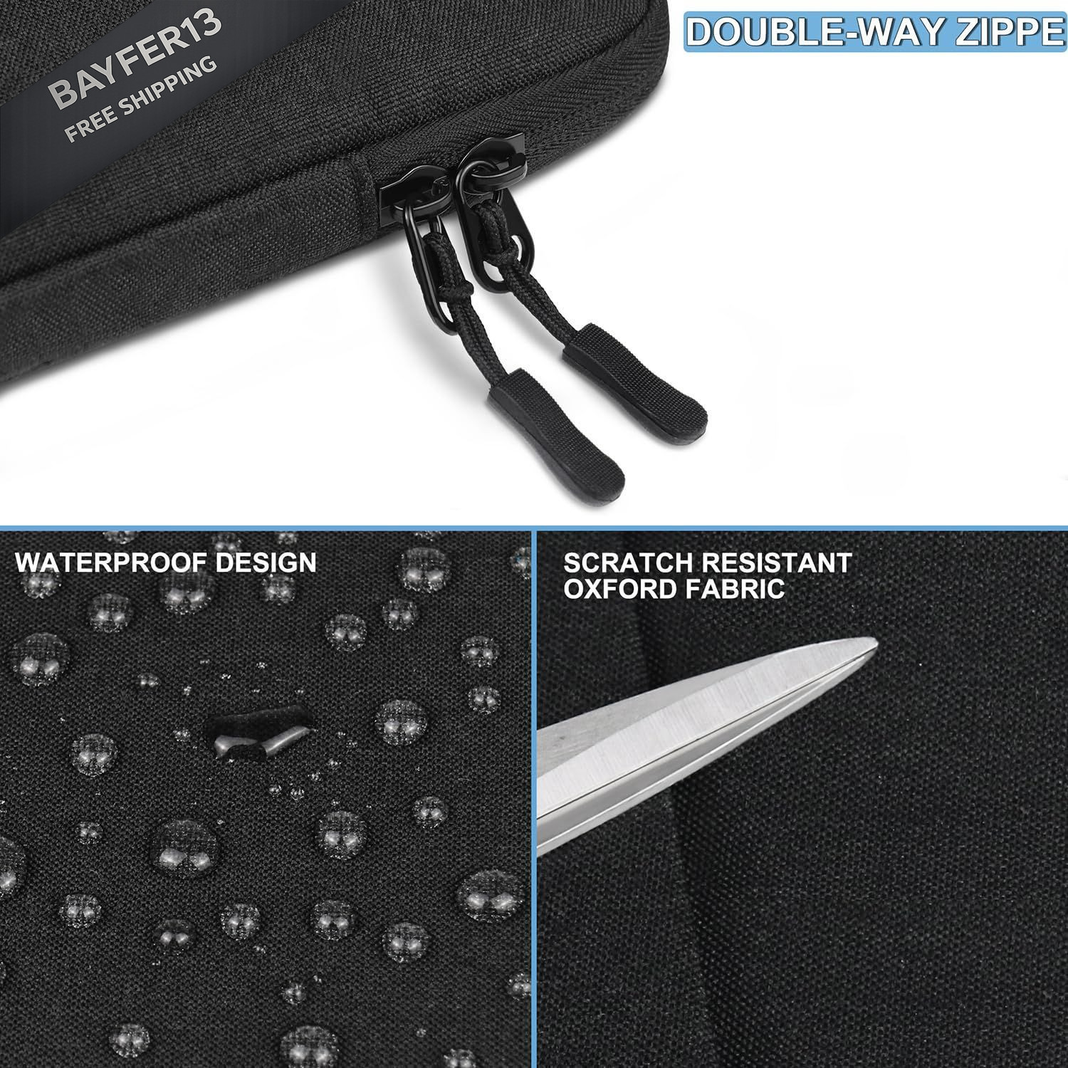 Laptop Case 15.6 inch, Shockproof Protective Computer Sleeve Black