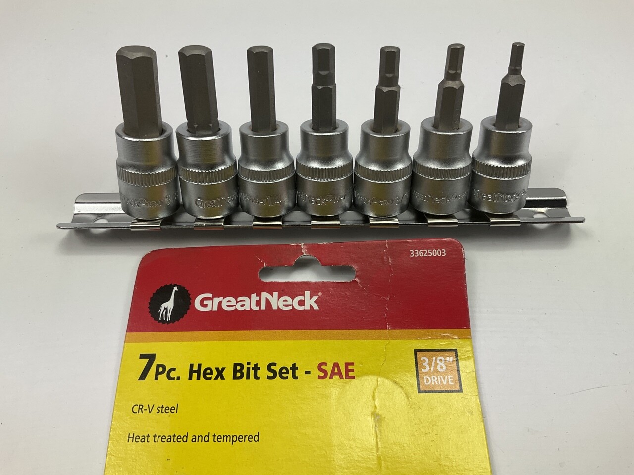 GreatNeck SAE 3/8" 7-PCs Hex Socket Set  1/8", 5/32", 3/16", 7/32, 1/4, 5/16 3/8