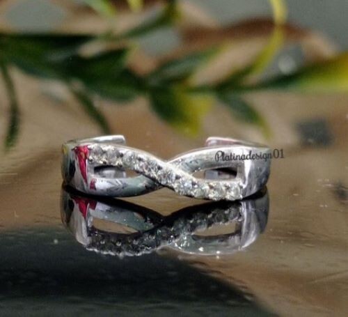 Ladies 0.17cts Lab Created Diamond Adjustable Criss Cross Toe Ring 925 Silver