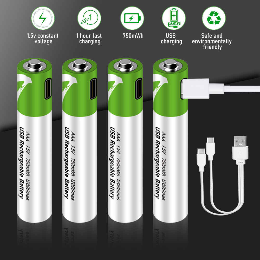 Lot AA / AAA Battery 1.5V 2600mWh Type-C USB Rechargeable Lithium Ion Batteries