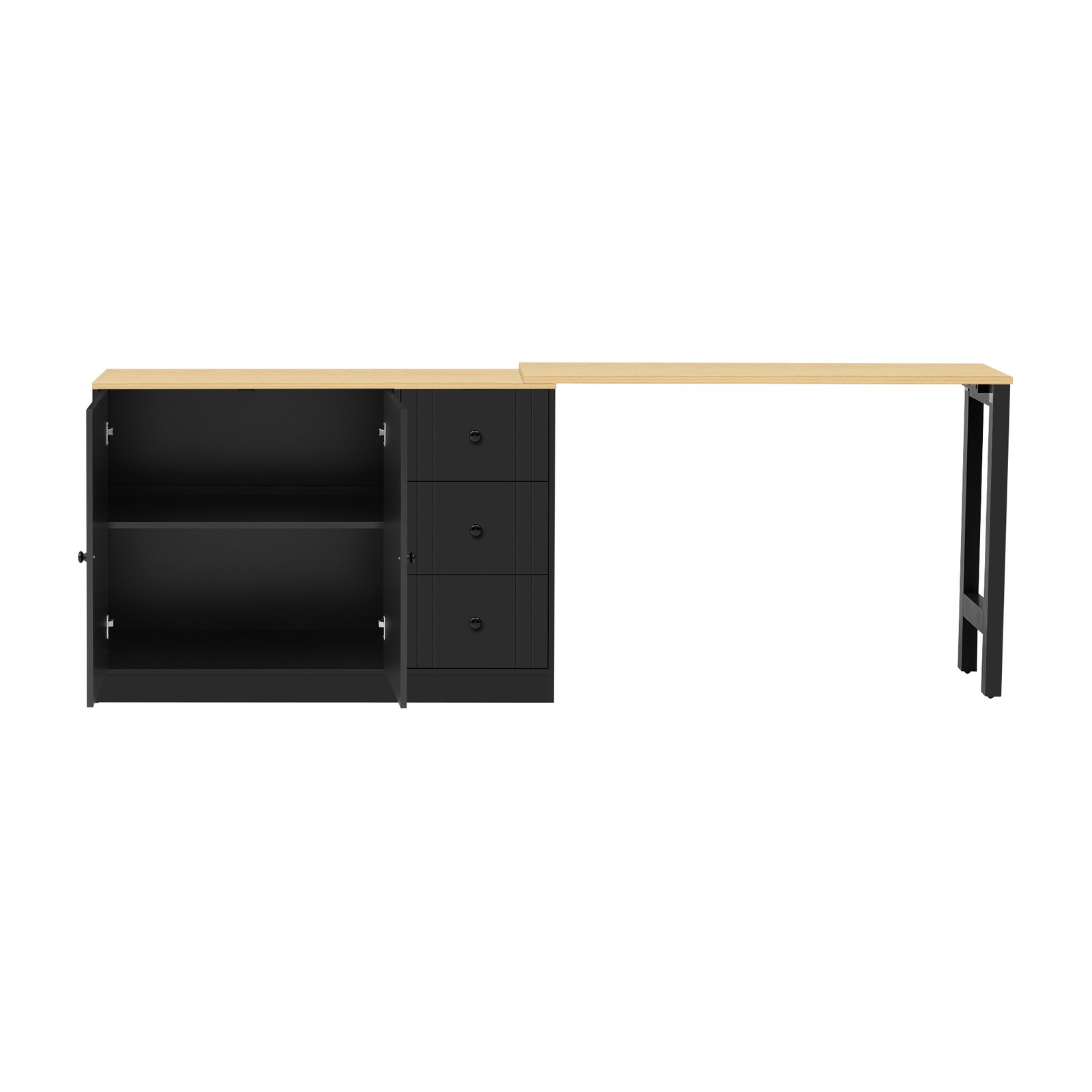 89.7''Wooden Sideboard with Extendable Table,Multifunctional Storage Cabinet*