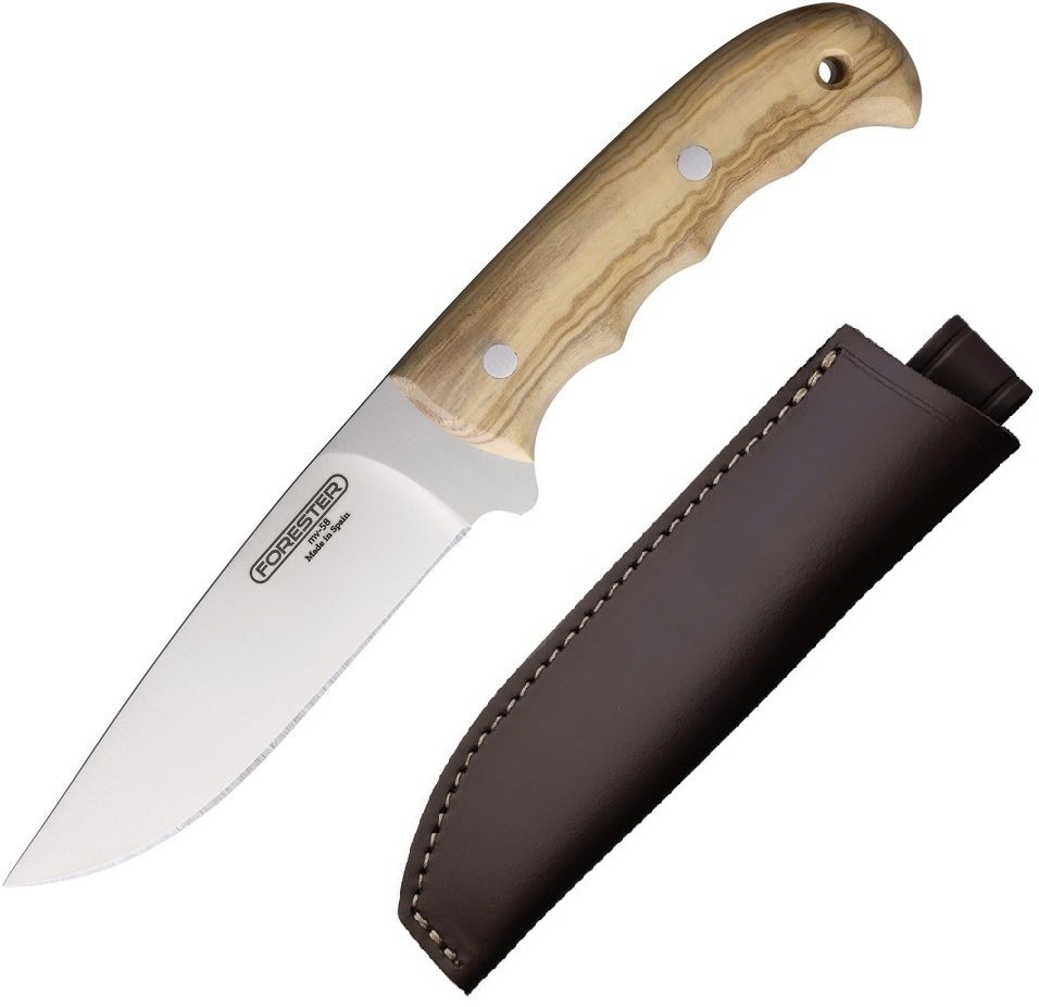 Forester Fixed Knife 4.5" Full Tang Satin MV-58 Steel Blade Olive Wood Handle