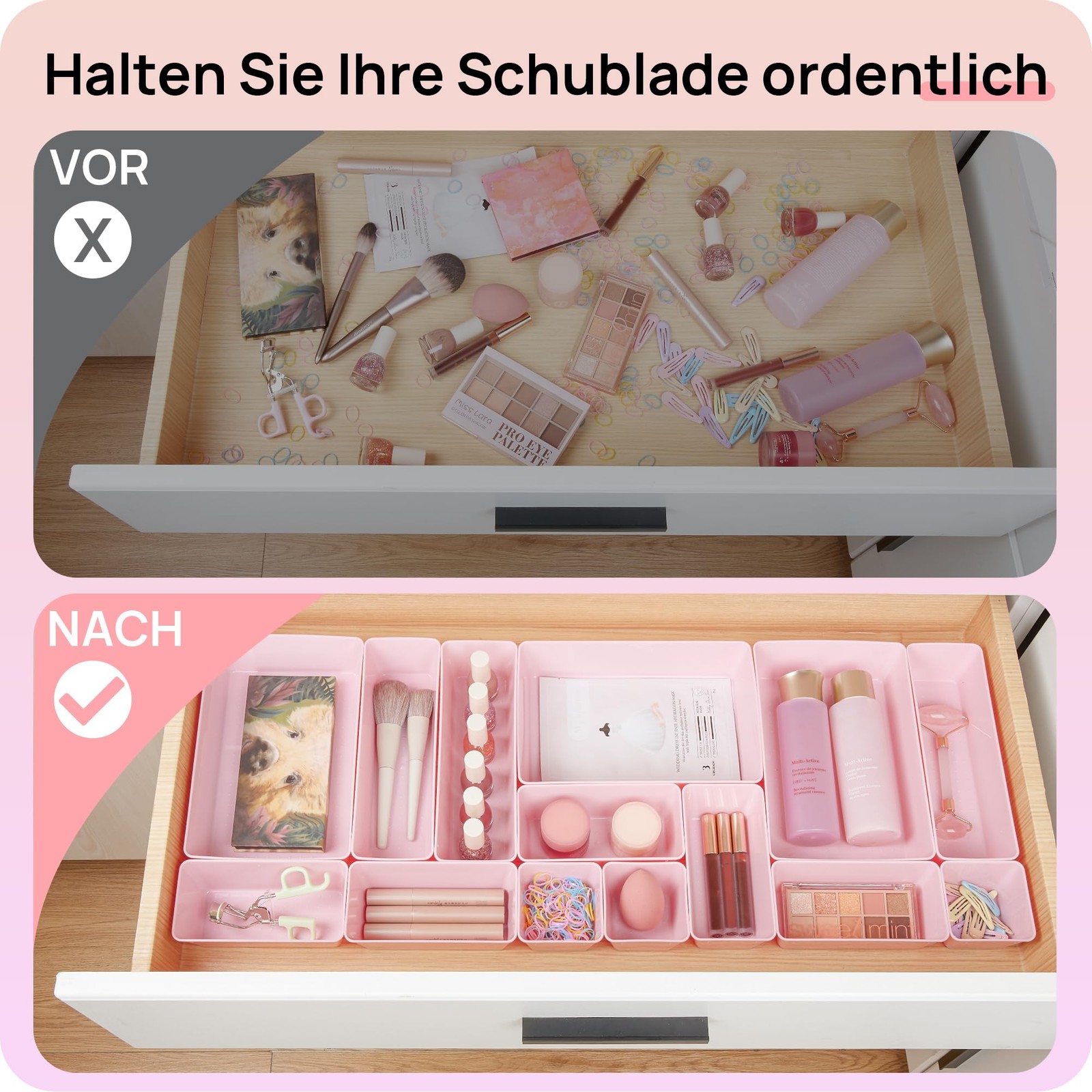 25 PCS Plastic Drawer Organizers Set, 4-Size Versatile Bathroom and Vanity Dr...