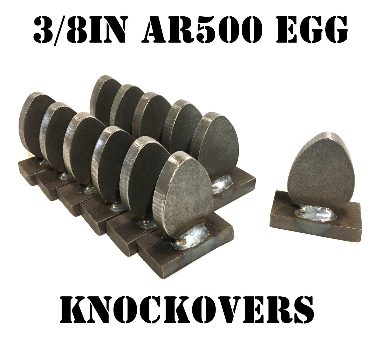 Steel Shooting Targets - 12 New Egg Knockover - Action Pistol & Rifle Silhouette