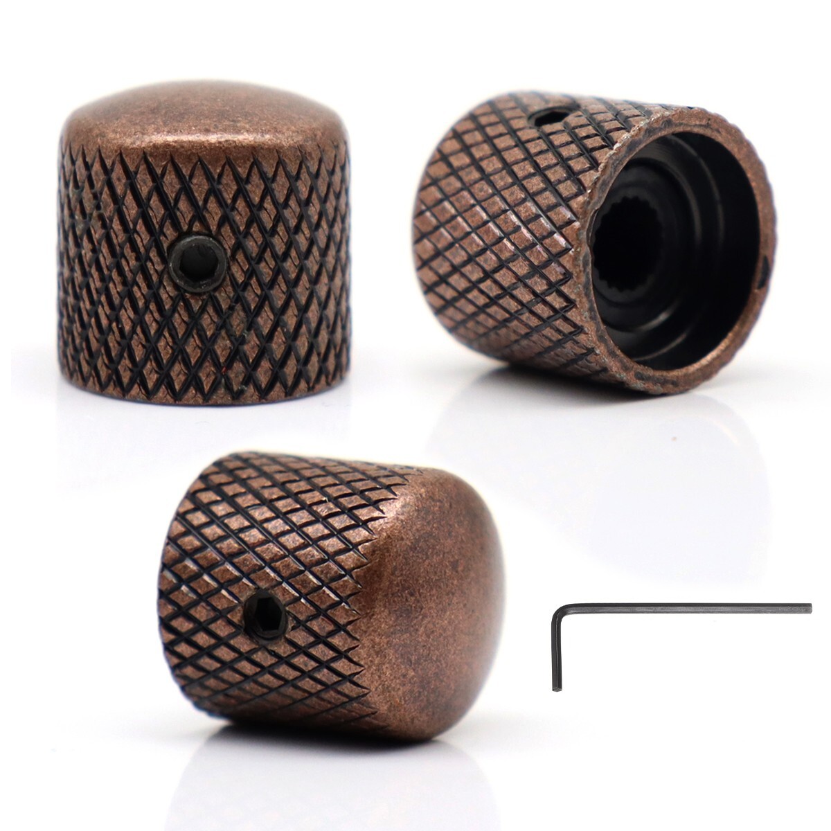 4Pcs Metal Dome Guitar Knobs Volume Tone Guitar Speed Control Knobs Red Copper
