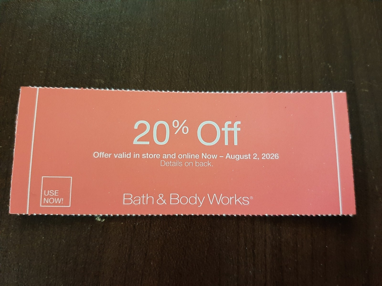 BATH & BODY WORKS 20 PERCENT OFF