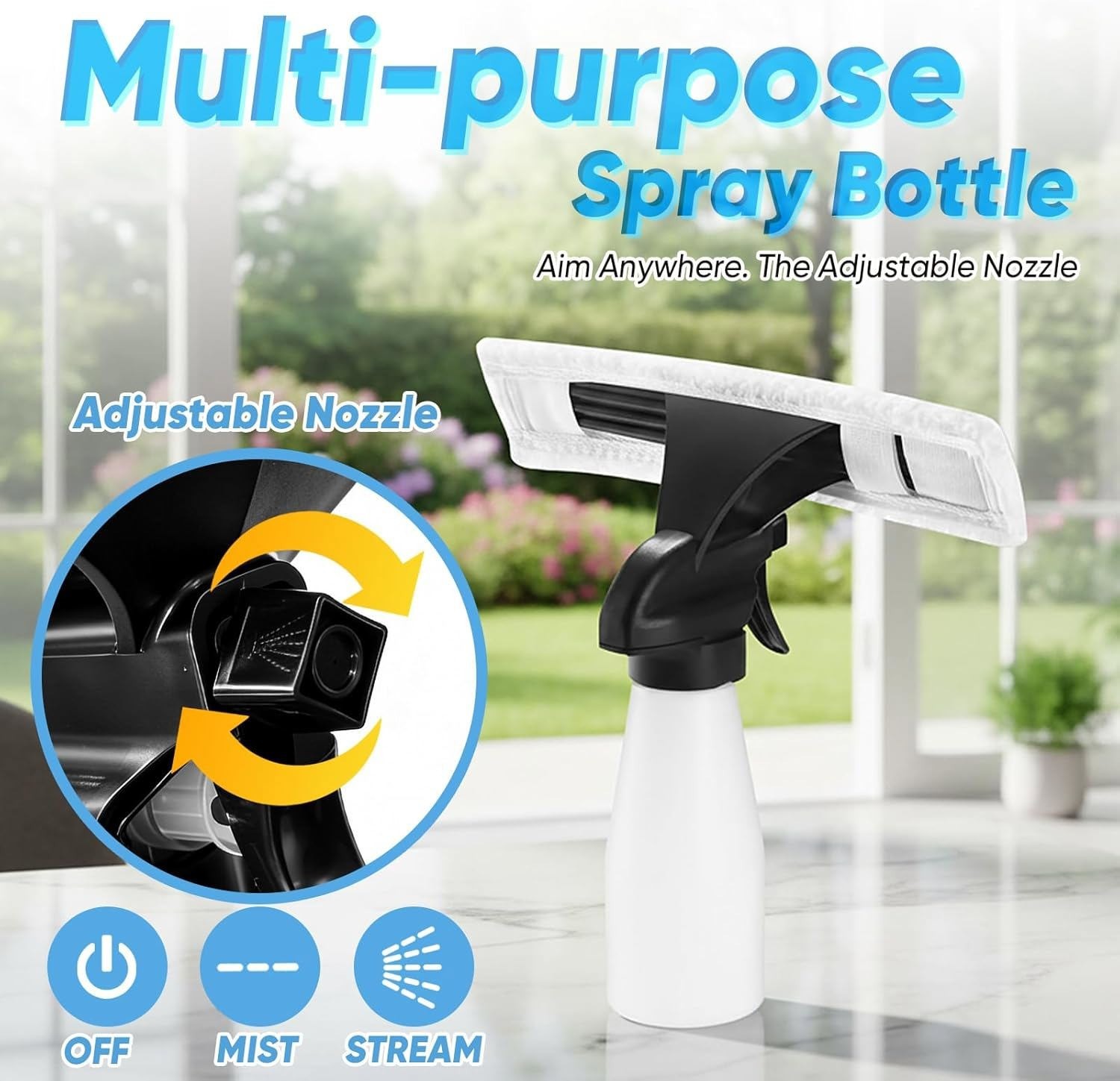 Window Vacuum Squeegee Cordless with Extension Pole,Electric Window Cleaner Tool