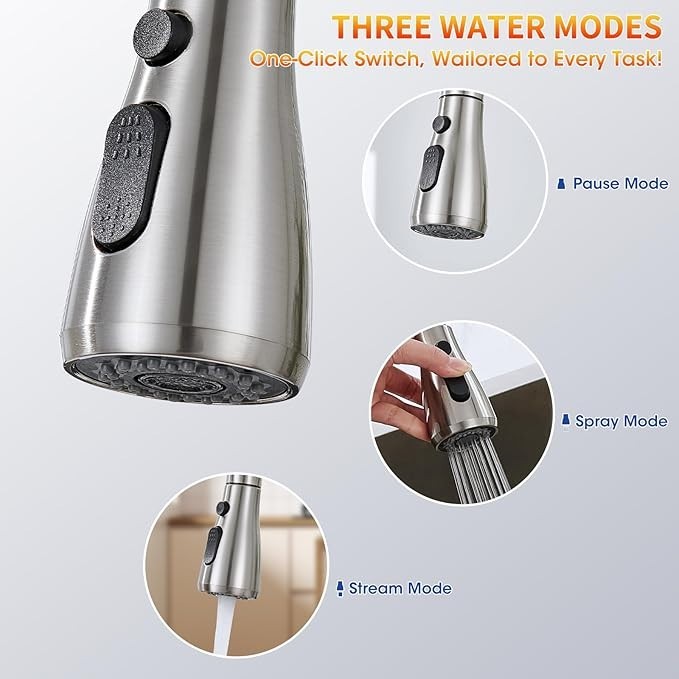 Single Handle Kitchen Sink Faucet Pull Down Spray High Arc Single Hole Mixer Tap