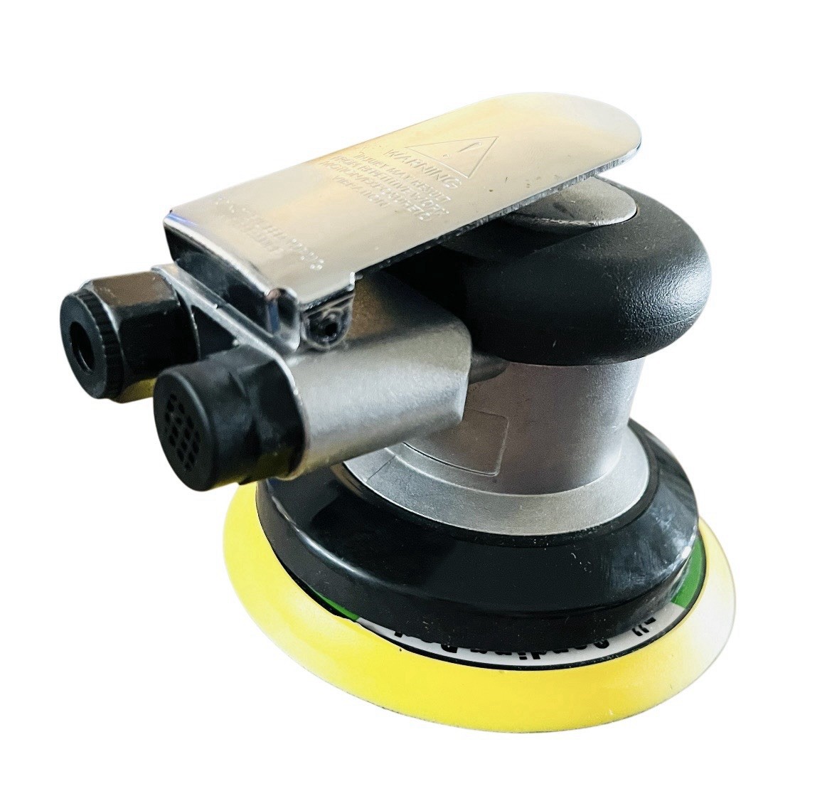 5” Black Pneumatic Orbital Sander, Palm Held, Adjustable Grinder Sander