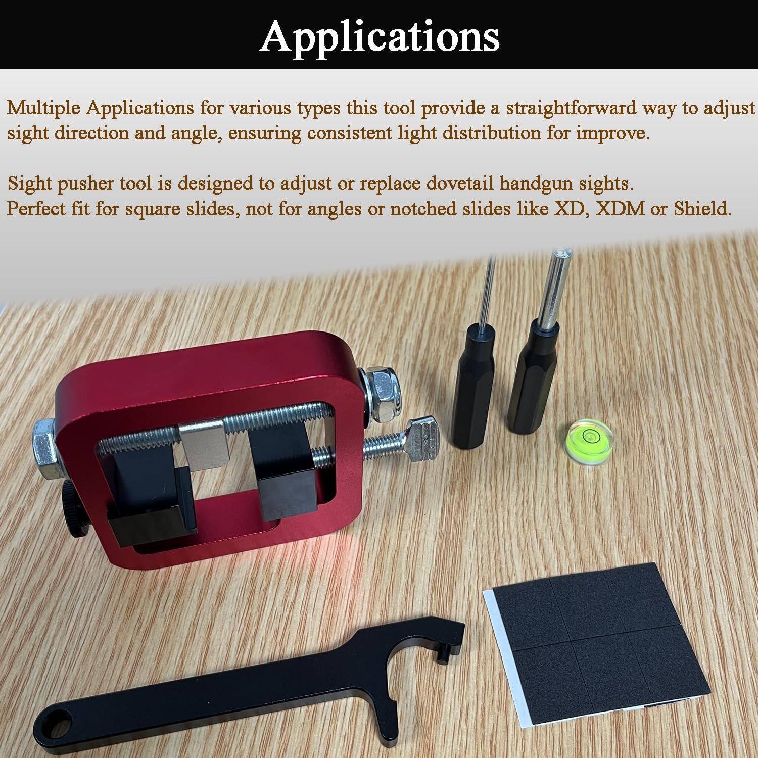 Red Sight Pusher Tool for Handguns, Universal Precision Front and Rear Sight Adj