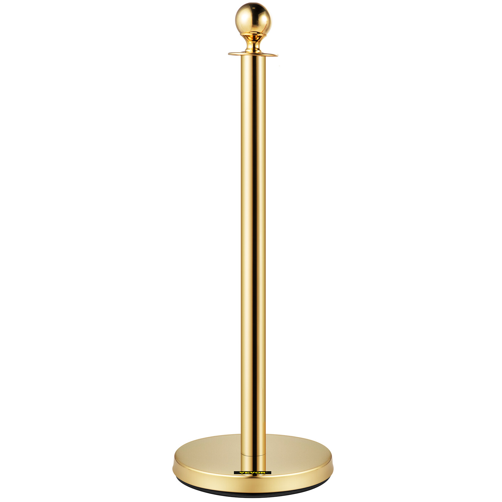 4PCs Crowd Control Stanchion Gold Posts Set w/ Red Velvet Rope Queue Barrier