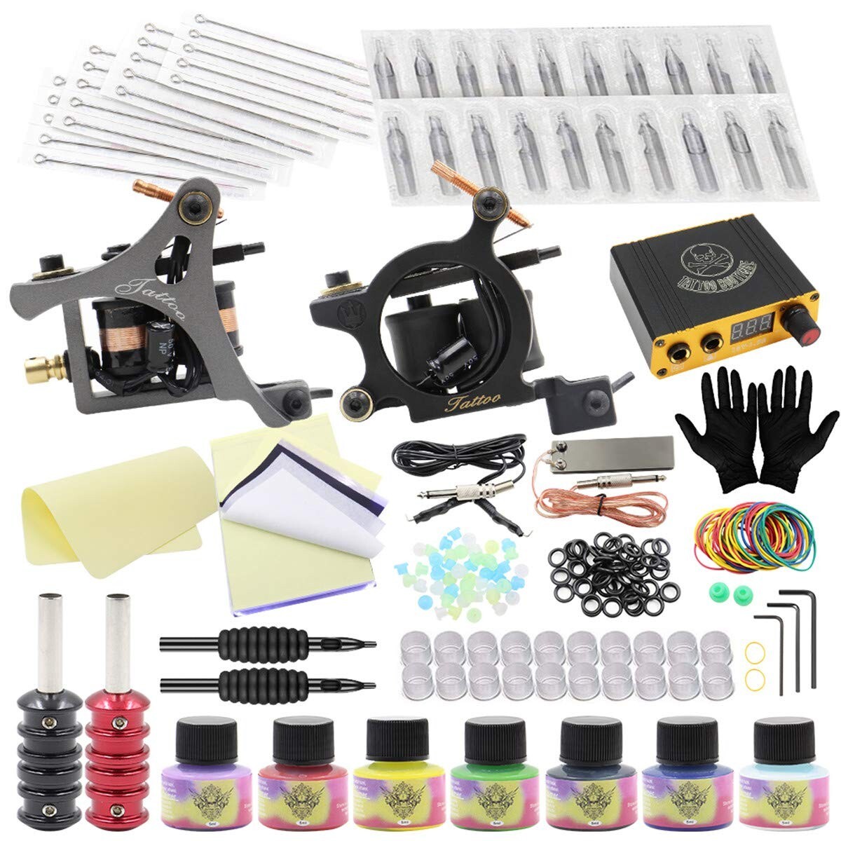 Yuelong Complete Tattoo Kits Liner Shader Coils Tattoo Machine Guns Power Supply