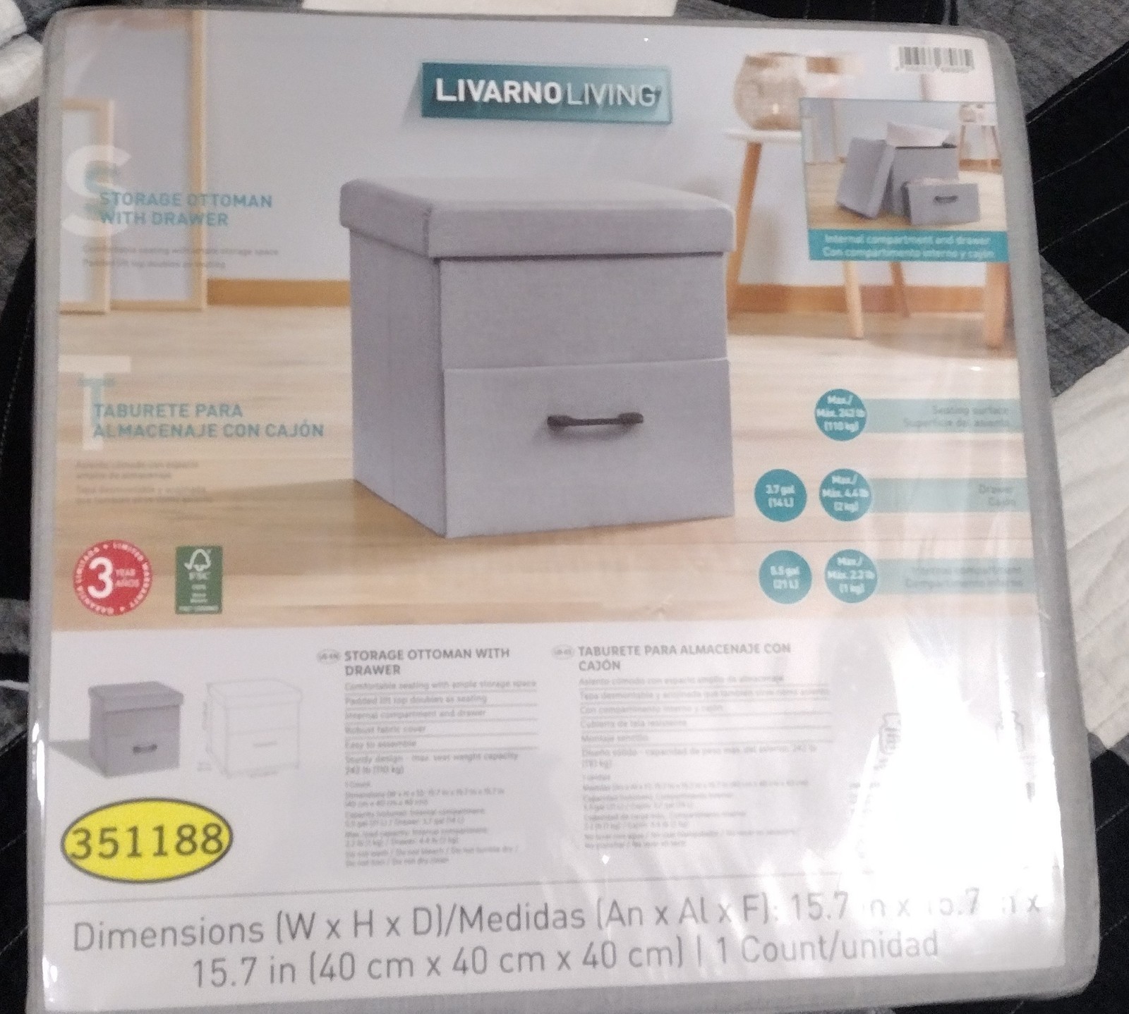 Livarno Living Storage Ottoman With Drawer