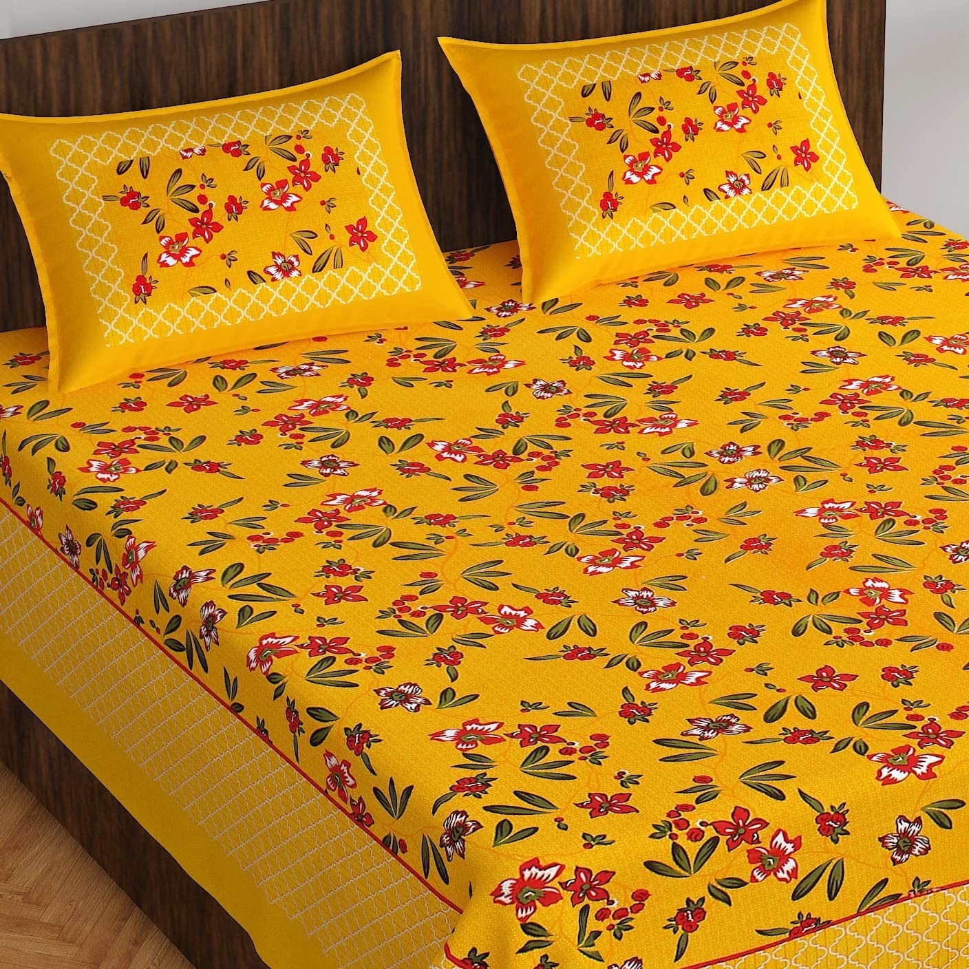Cotton Double Size Bedsheet with 2 Pillow Covers IB 114