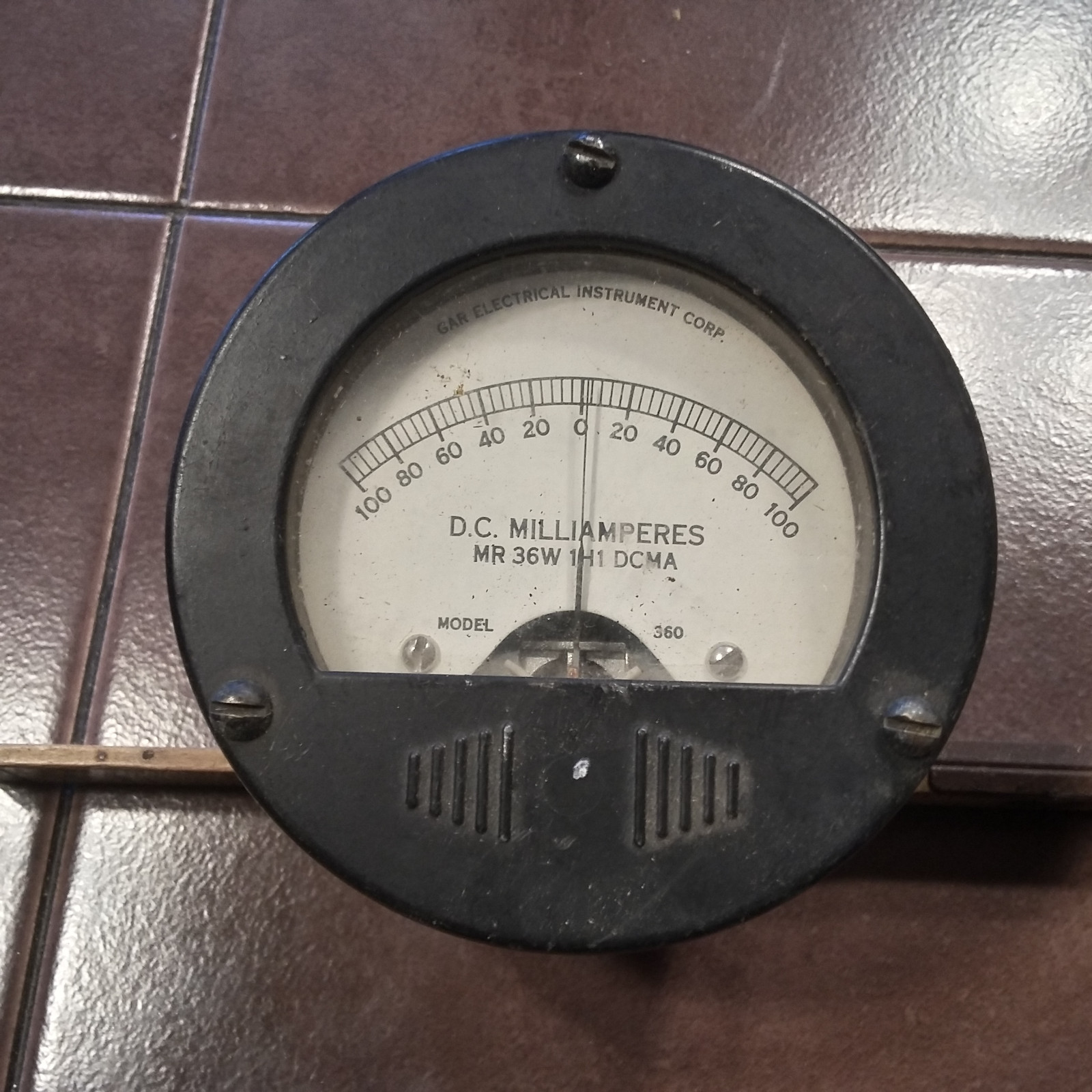 Panel Meter Gar Electrical D.C. Milliamperes -100-0+100,   Model 360