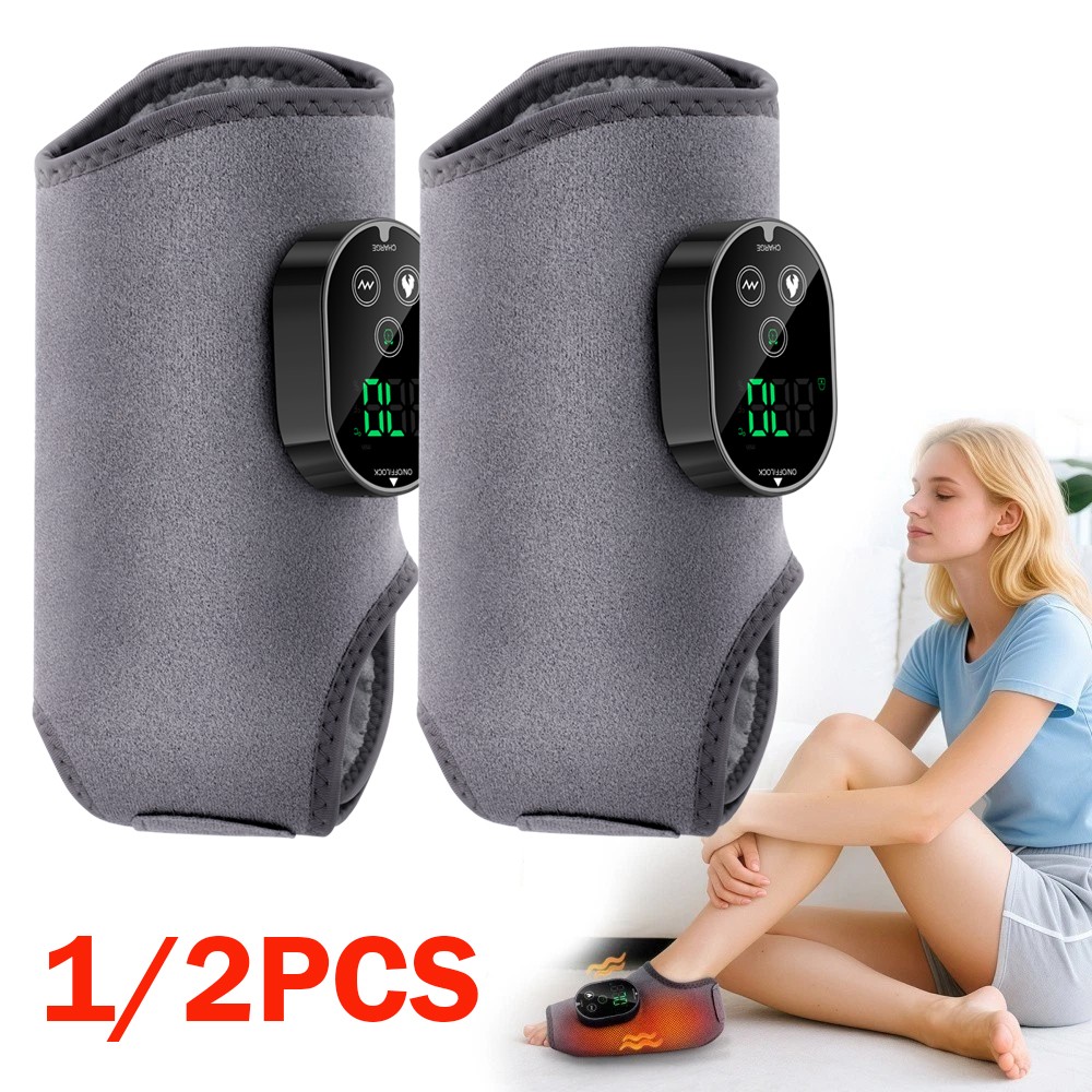 Cordless Foot Ankle Massager Relieve Ankle Pain 6 Heat Levels, 3 Vibration Modes