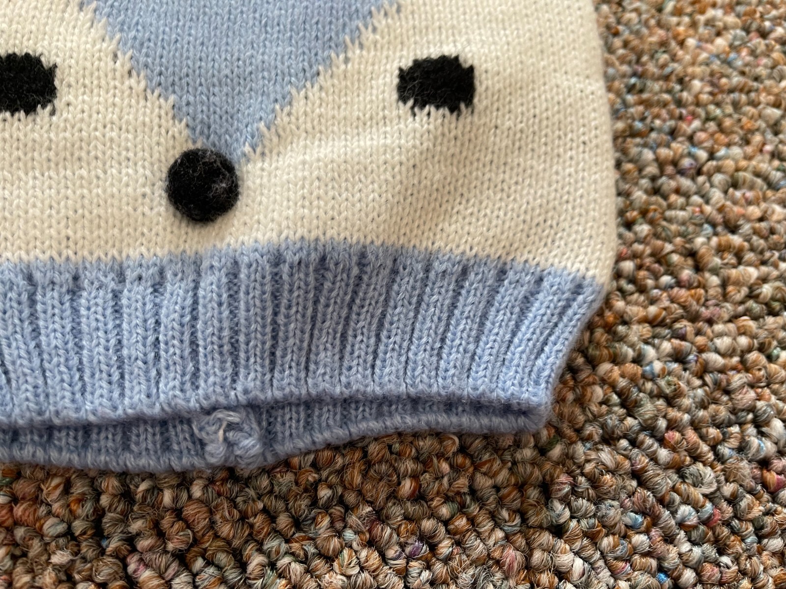 Boys Blue & White Knit Fox Hat Approx 6-12M