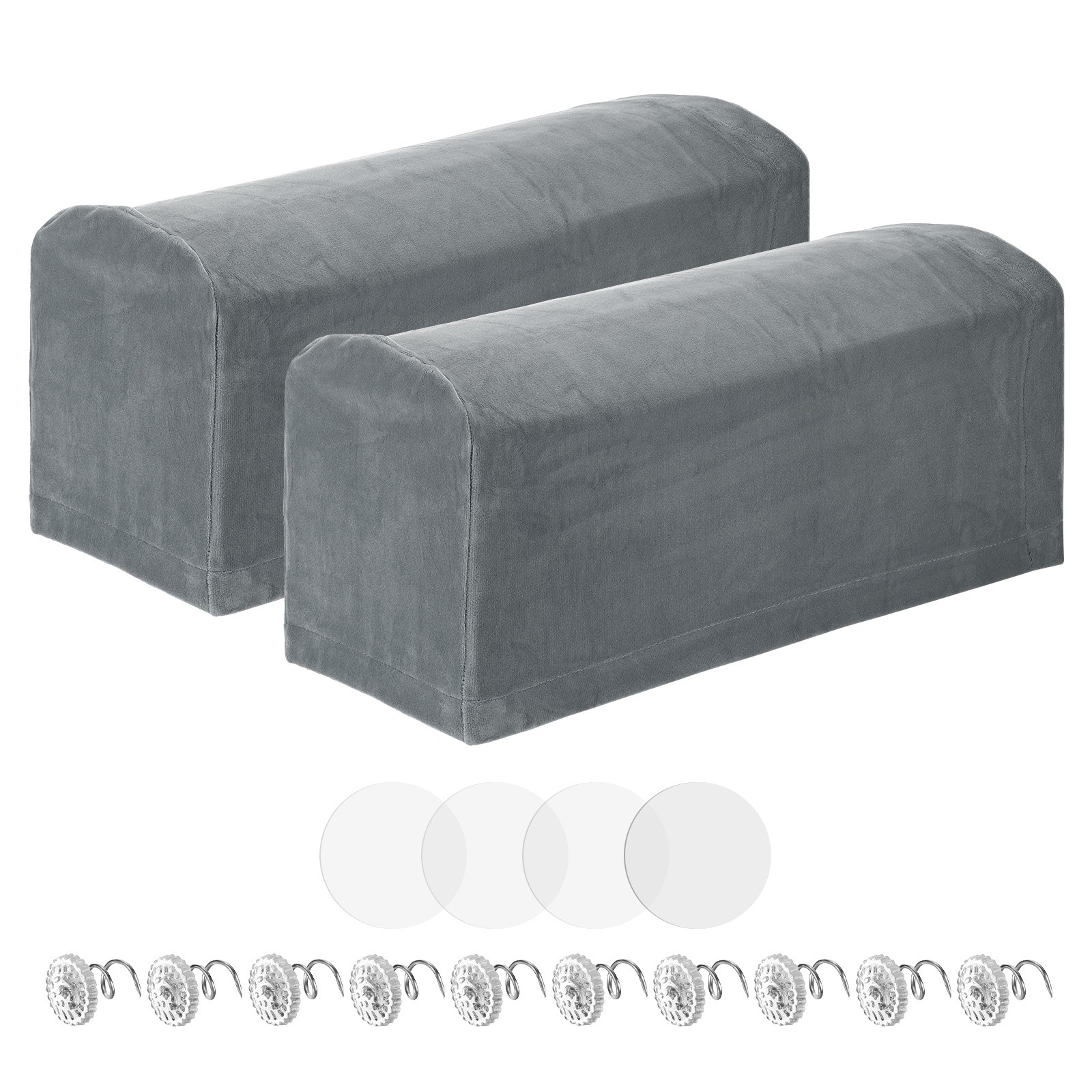 2pcs Couch Arm Covers, Velvet Armchair Sofa Covers, Light Gray