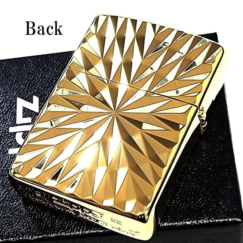 Zippo Armor Diamond Cut Engraving 2 Side Processing Mirror Finish Gold Lighter