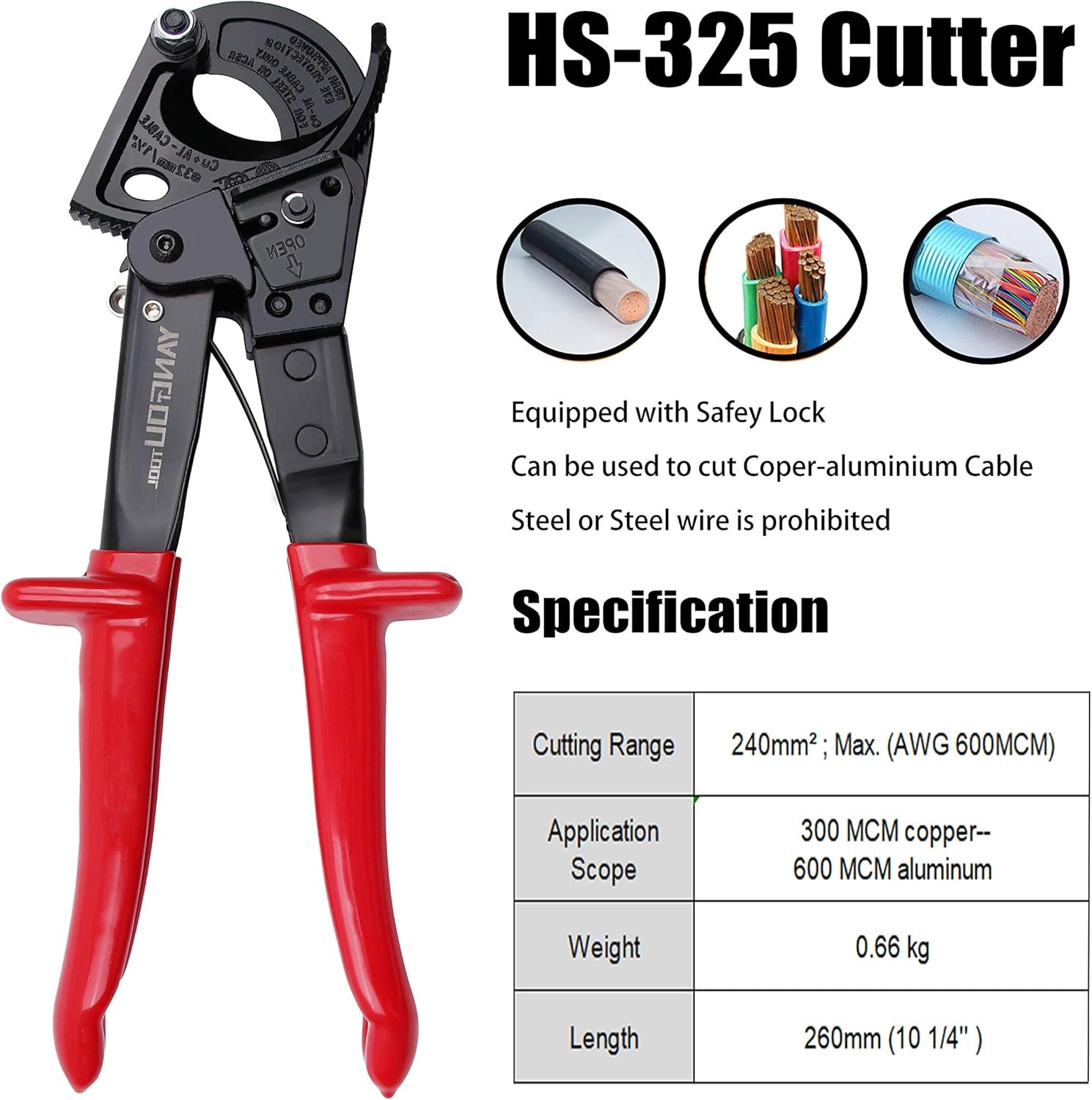 Yangoutool Heavy Duty Cable Ratchet Cutter 1 Pack