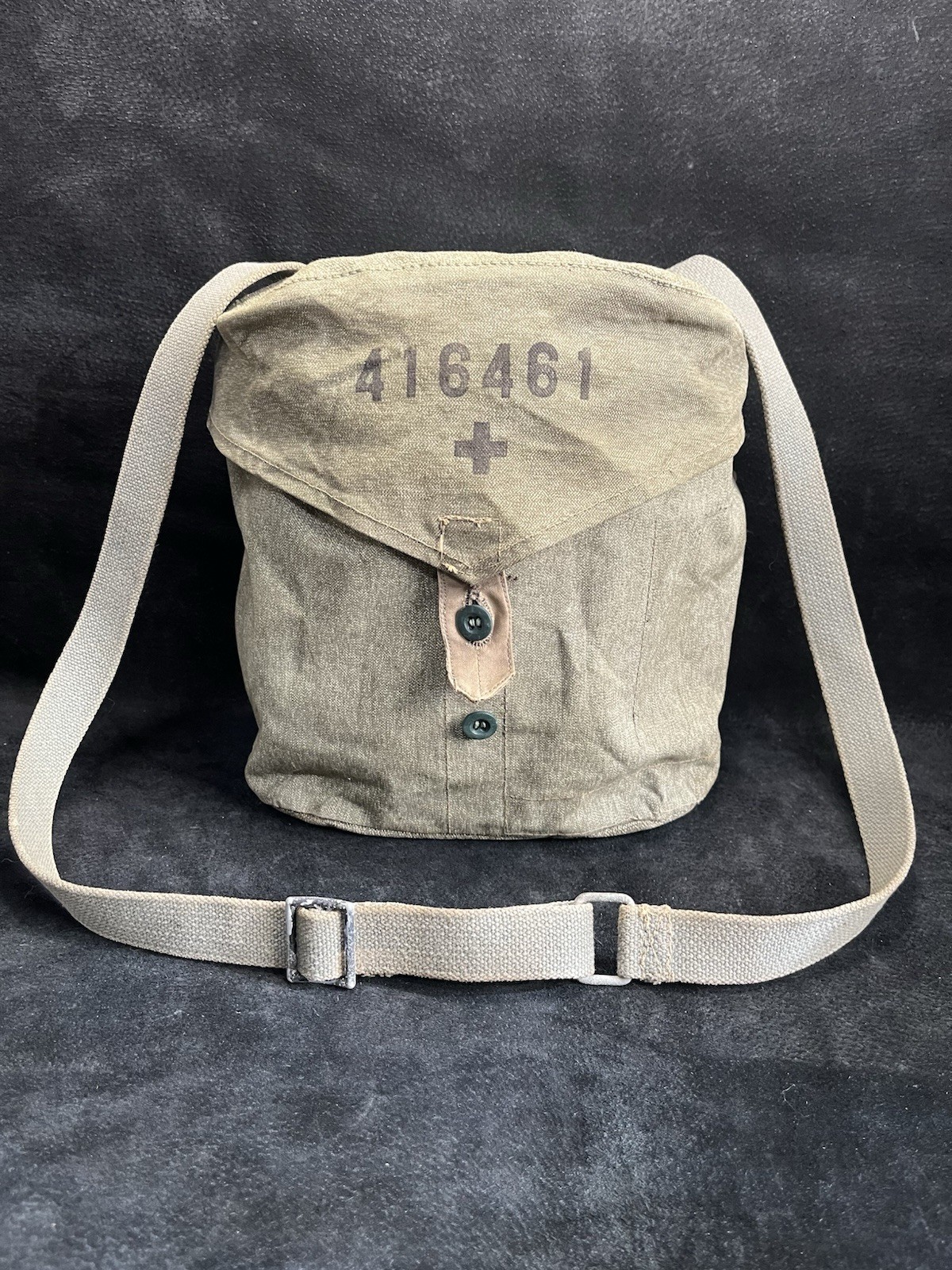 Swiss Army Military Crossbody Medic Bag Green Canvas Button Closure