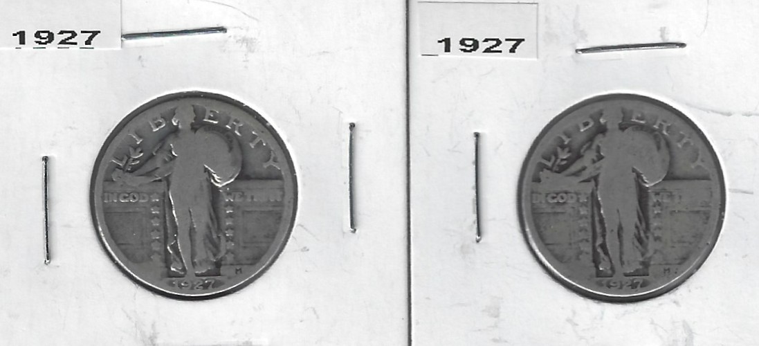 Standing Liberty Quarters/Two US Coins/1927/Silver