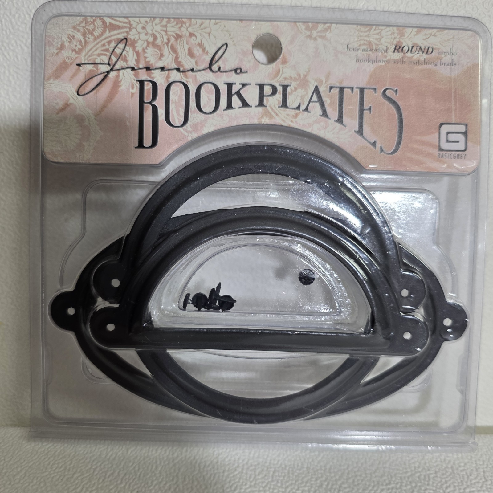 BASICGREY Jumbo Book Plates 3 Only Round Oval and 1/2 Round Journaling Projects