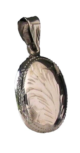 Flora Solid Sterling Silver Engraved Pendant | 27x15x7mm |