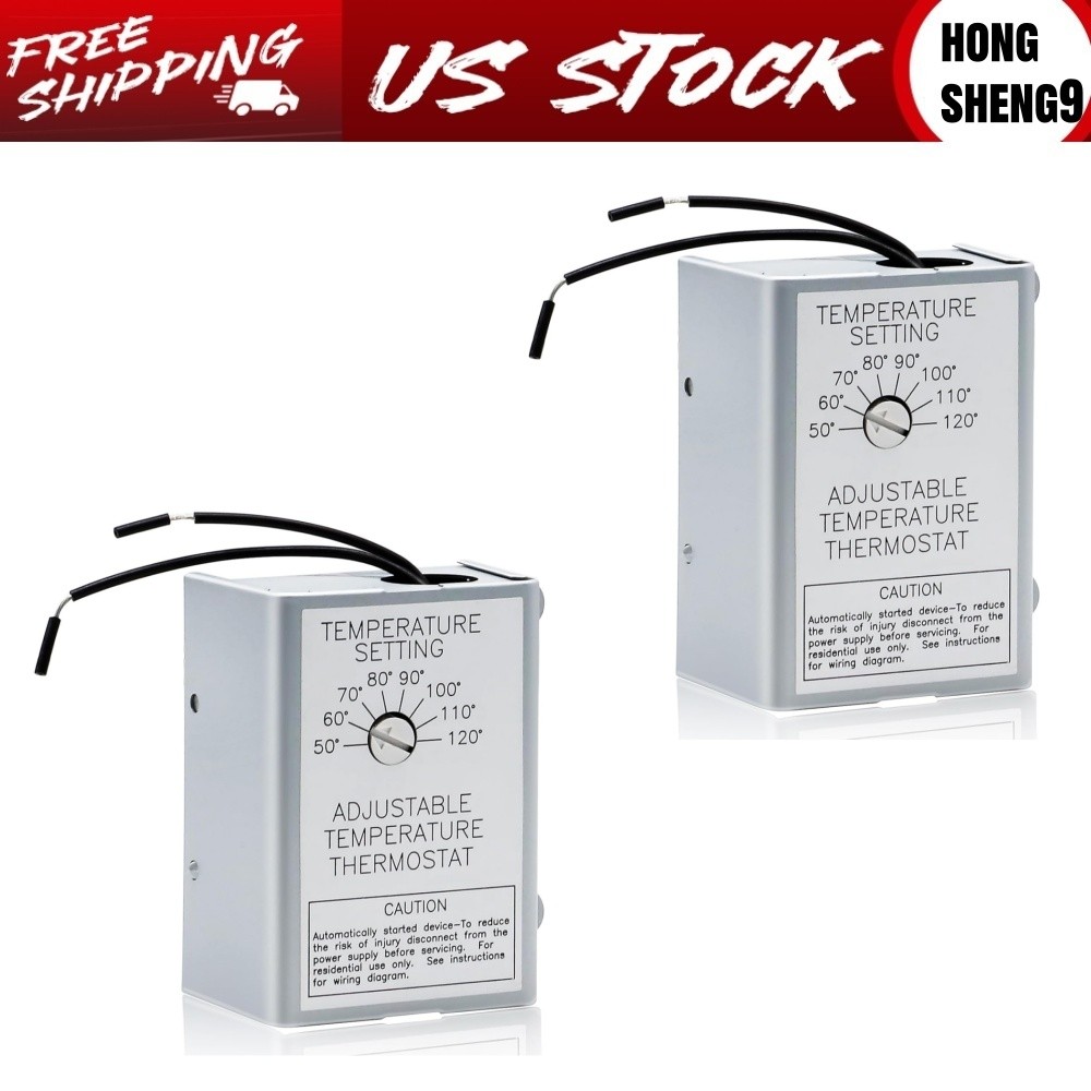 1/2 Pack 58033 Single Speed Adjustable Thermostat for Power Attic Ventilators
