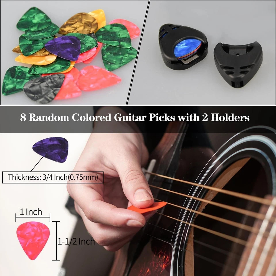 Guitar Tuner Cip On Chromatic LED & Capo & Picks Holder Kit Bass Violin Ukulele