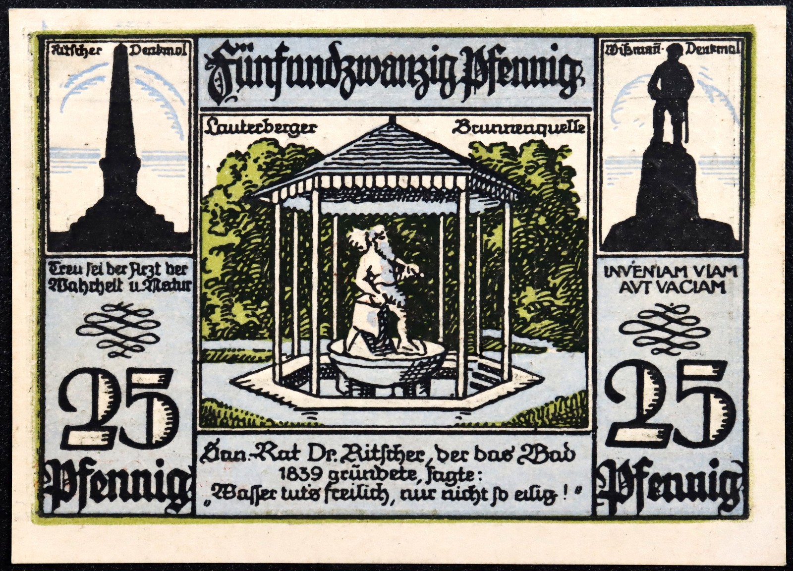 BAD LAUTERBERG 1921 RARE "Vaciam" Text 25 Pfennig German Notgeld