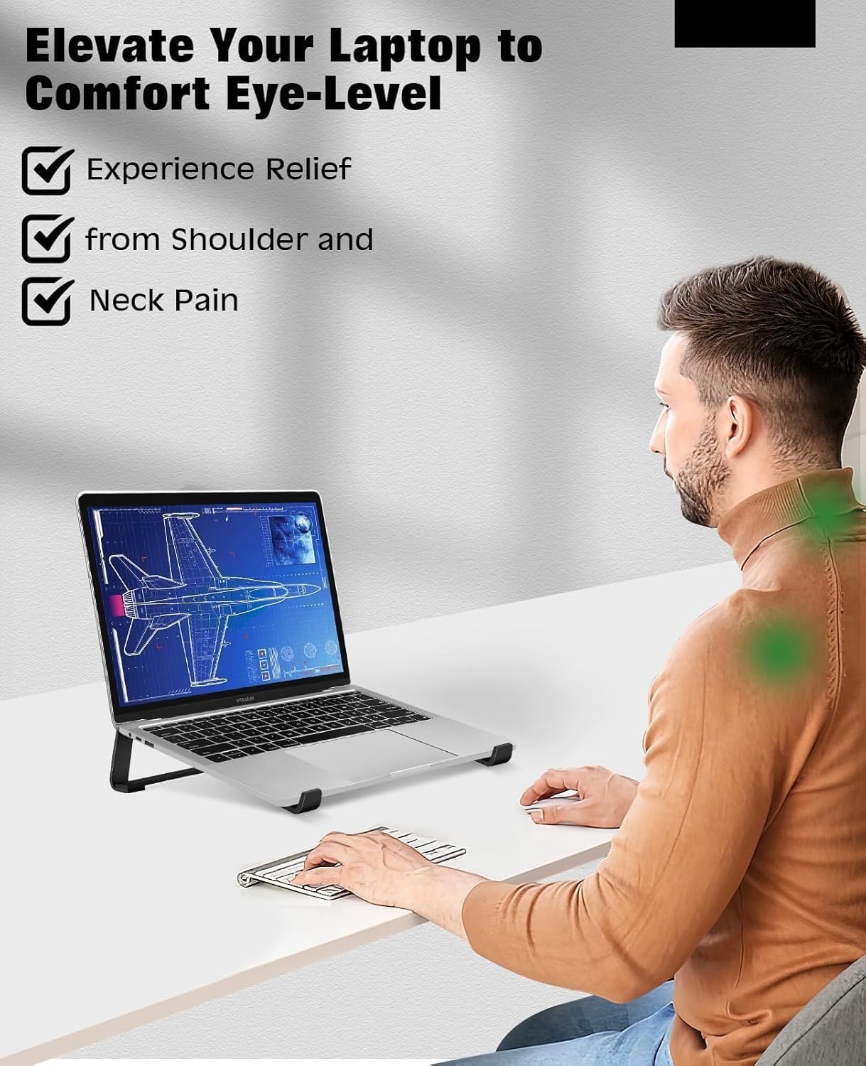 Aluminum Laptop Riser - Effortless Assembly, Perfect for Home & Office Use