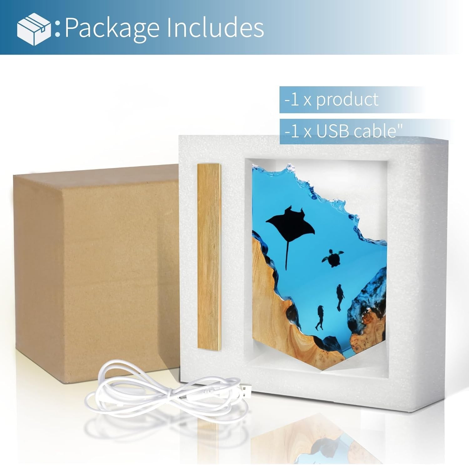Epoxy Resin Lamp, Ocean Night Light,Artistry Home Decor Bedside Nightlight, ...