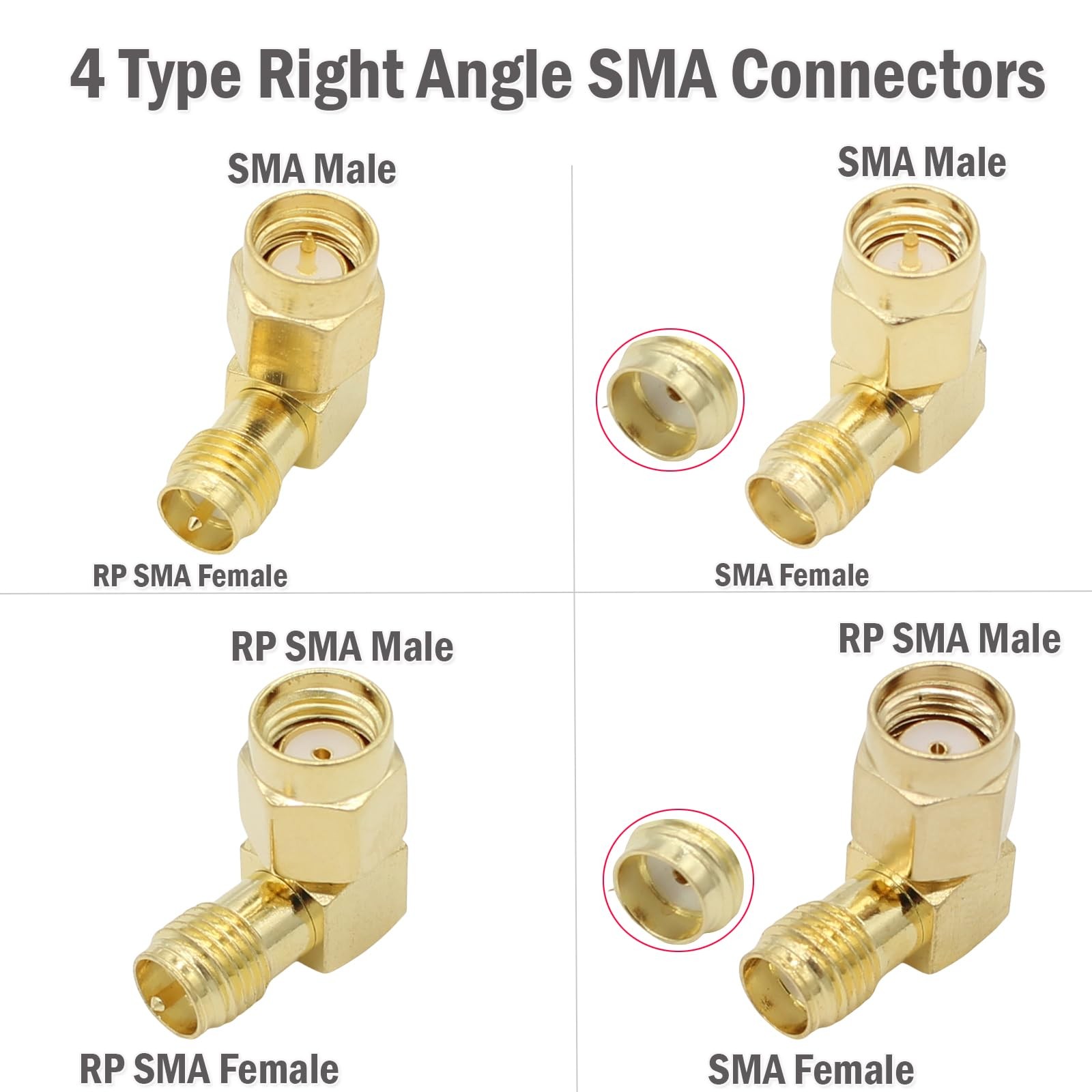 exgoofit SMA Adapter Kit, 18pcs, Gold Plated, Compatible with FPV 18 Type Set