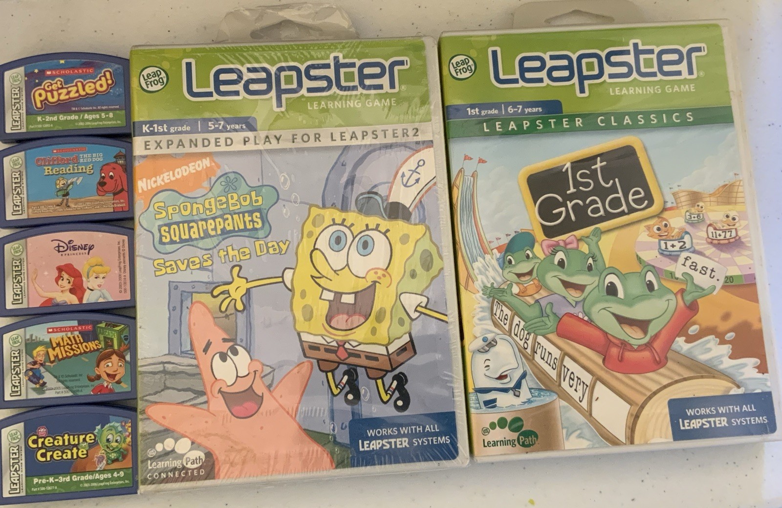 Lot of 7 LeapFrog Leapster  Learning Game Cartridges Only Explorer Math Reading
