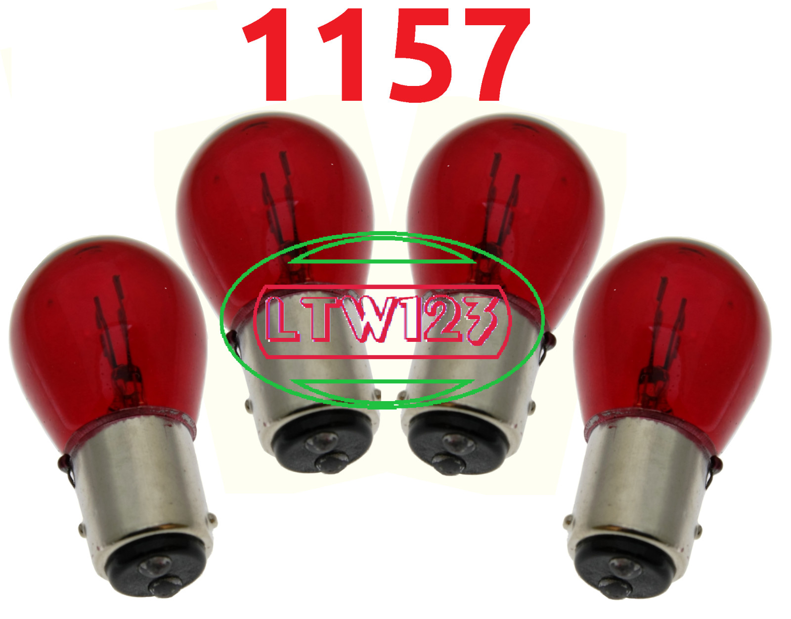(4) 1157 RED Bulb 12v Repl. 1034, 2057, 2357, 3496, 1016, 7528, 1178