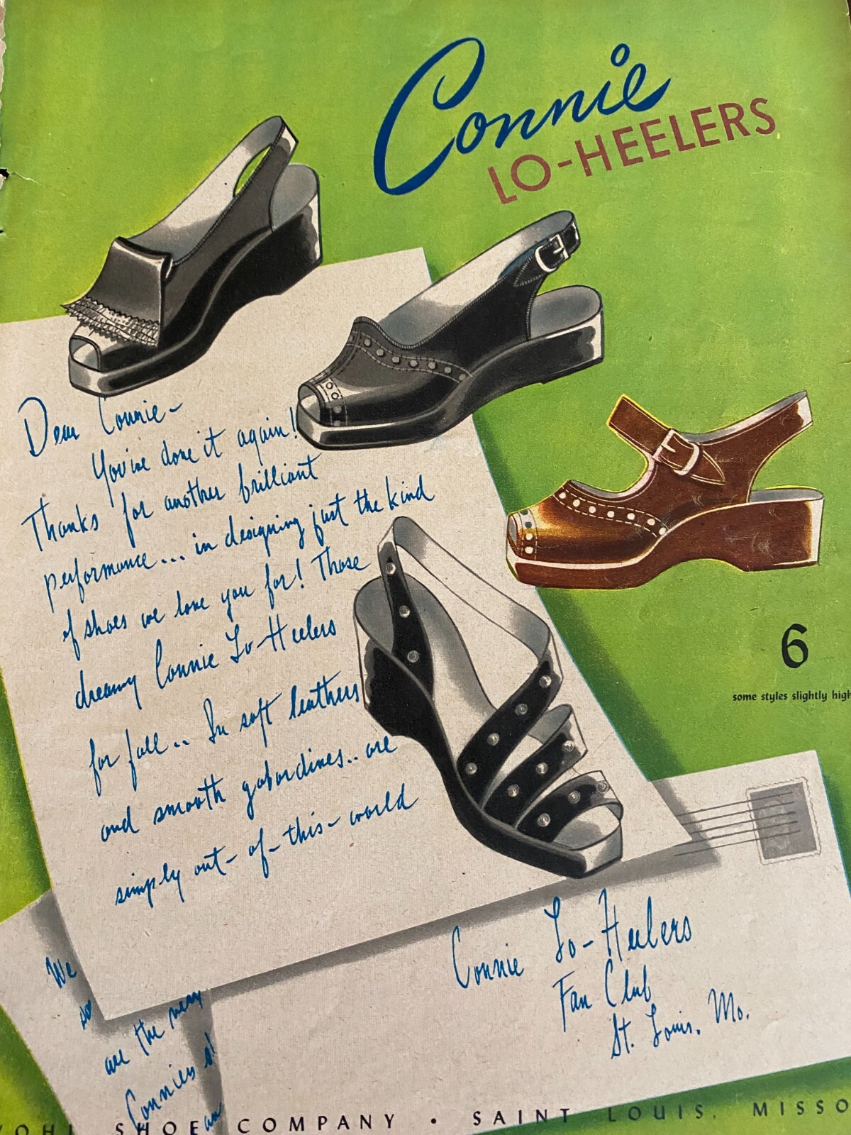 Connie Shoes, Lo-Heelers, Full Page Vintage Print Ad, a